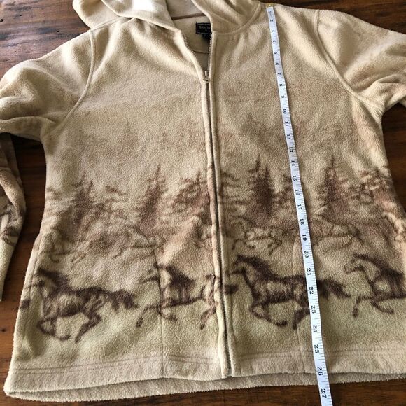 Bit & Bridle Vintage Fleece Running Horses Zip Up Sz M - Picture 5 of 6